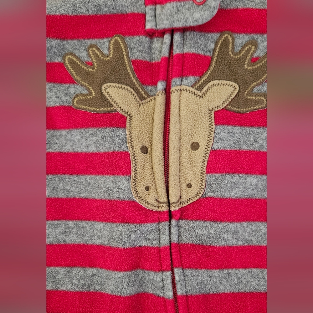 Carter's Child of Mine Reindeer Velour footed Sleeper Size 6-9 Months - Picture 3 of 7